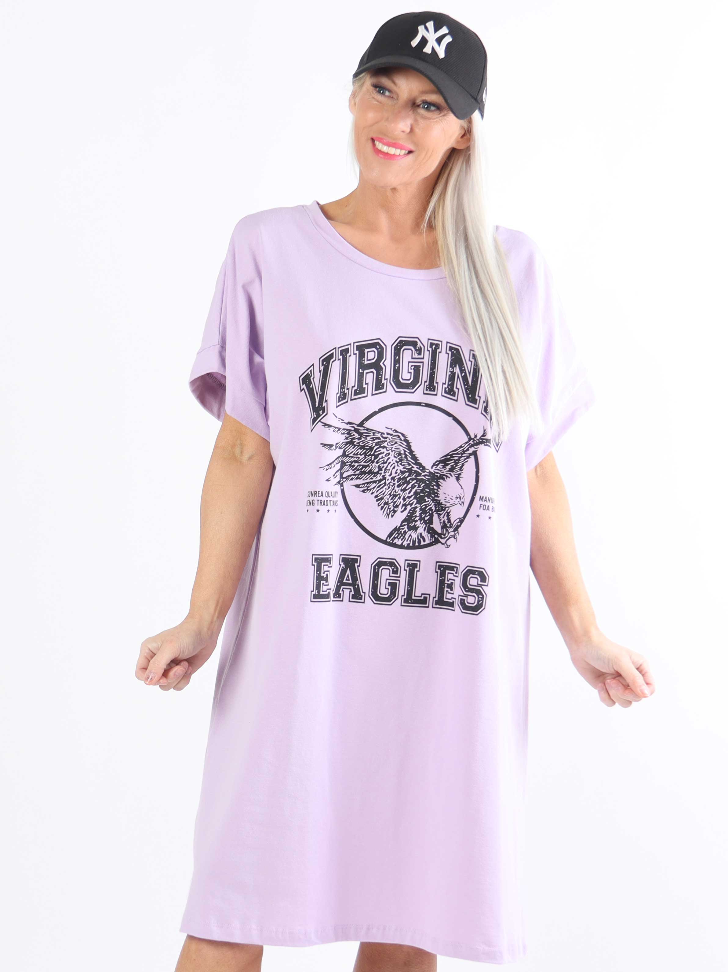 Pernille - Plus size t-shirtkjole i bomuld med tryk